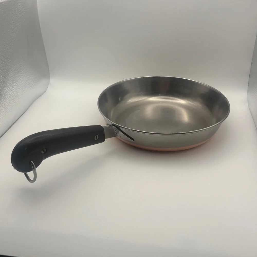 Revere Ware 9 Inch Skillet Copper Clad Bottom Stainless Steel Frying Pan Vintage